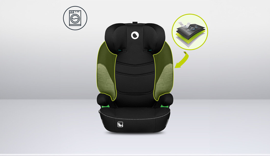 Fotelik samochodowy LIONELO Lars I-Size (15-36 kg) Czarno-szary Wygodne użytkowanie szerokie siedzisko wygoda komfort pianka EPE oparcie mozliwosci wypiecie