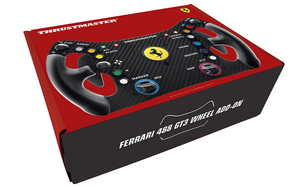 Kierownica THRUSTMASTER Ferrari 488 GT3 Wheel Add-On prezentacja opakowania urządzenia replika oficjalna licencja