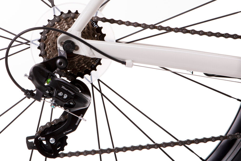 Rower szosowy INDIANA Racing M22 28 cali męski Szary 221 przelozen przerzutki SHIMANO Tourney na przod na tyl duza wytrzymalosc sprawne dzialanie