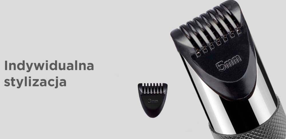 Trymer BABYLISS X-Metal E116E specjalnie zaprojektowana końcówka formowanie brwi 2 nakładki grezbieniowe długość 3mm 5mm pełna kontrola nad długością włosków