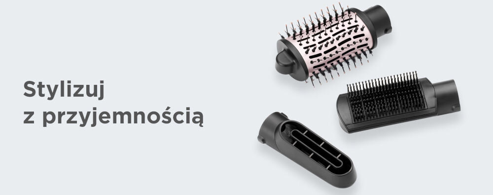 Suszarko-lokówka BABYLISS AS128E trzy wymienne szczotki część zestawu nasadka do suszenia szybkie suszenie duża owalna szczotka zwiększenie objętości prostująca szczotka wygładzająca idealnie gładka fryzura prosta szybka przyjemna stylizacja
