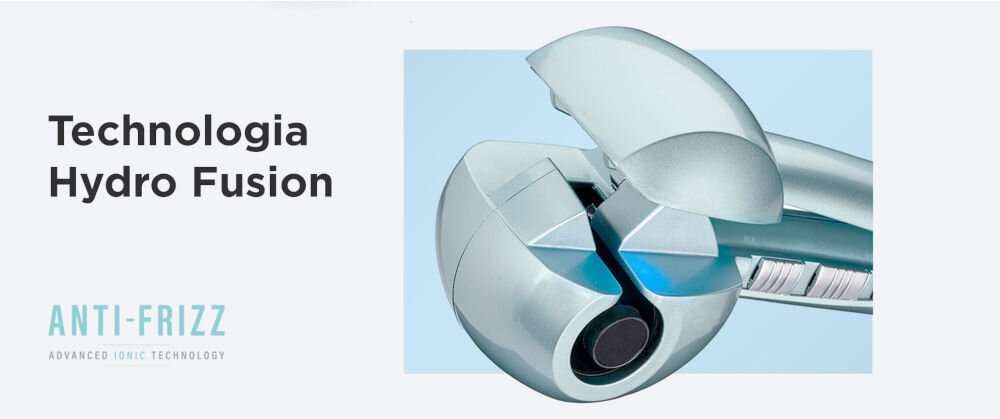 Lokówka automatyczna BABYLISS C1700E Hydro Fusion Curl Secret technologia Hydro Fusion jony dodatnie i ujemne eliminacja puszenia włsoów idealna gładkość zdrowy naturalny blask zapobieganie puszeniu nawilżenie miękkie w dotyku zdrowszy wygląd