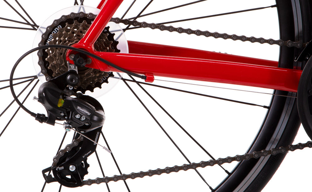 Rower szosowy INDIANA Racing M20 28 cali męski Czerwony 221 przelozen przerzutki SHIMANO Tourney na przod na tyl duza wytrzymalosc sprawne dzialanie