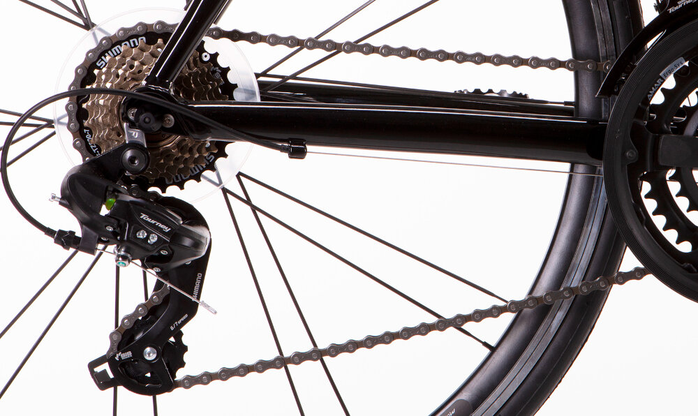 Rower szosowy INDIANA Racing M20 28 cali męski Czarny 221 przelozen przerzutki SHIMANO Tourney na przod na tyl duza wytrzymalosc sprawne dzialanie