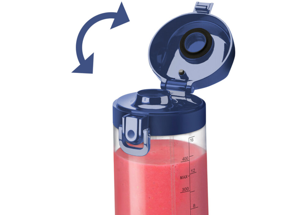Blender personalny NUTRIBULLET NBP003NBL Bezprzewodowy pokrywka bezpieczenstwo wygoda zamkniecie otwieranie przycisk komfort