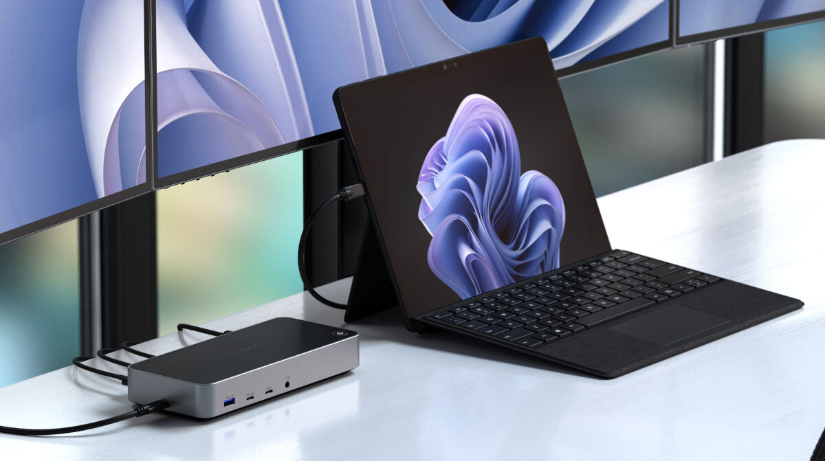 Hub SATECHI ST-D4KTM-EU Czarno-srebrny Mac M1 M2 trzy ekrany jednocześnie