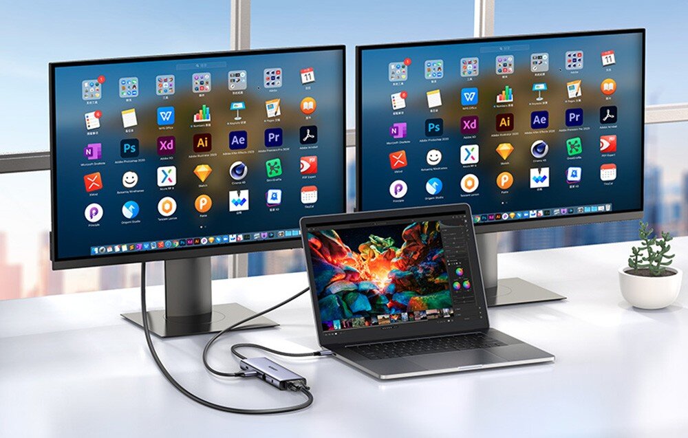 Hub UGREEN Revodok CM498 USB Typu C, Pasywny Ethernet sieć Internet czytnik kart pamięci