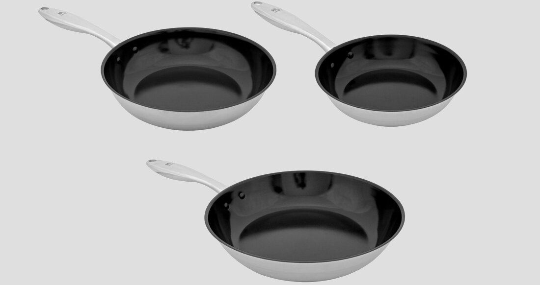 Zestaw patelni SHIORI Stainless Steel 304 (3 elementy) Wielkość wszechstronność srednica 20 24 28 cm