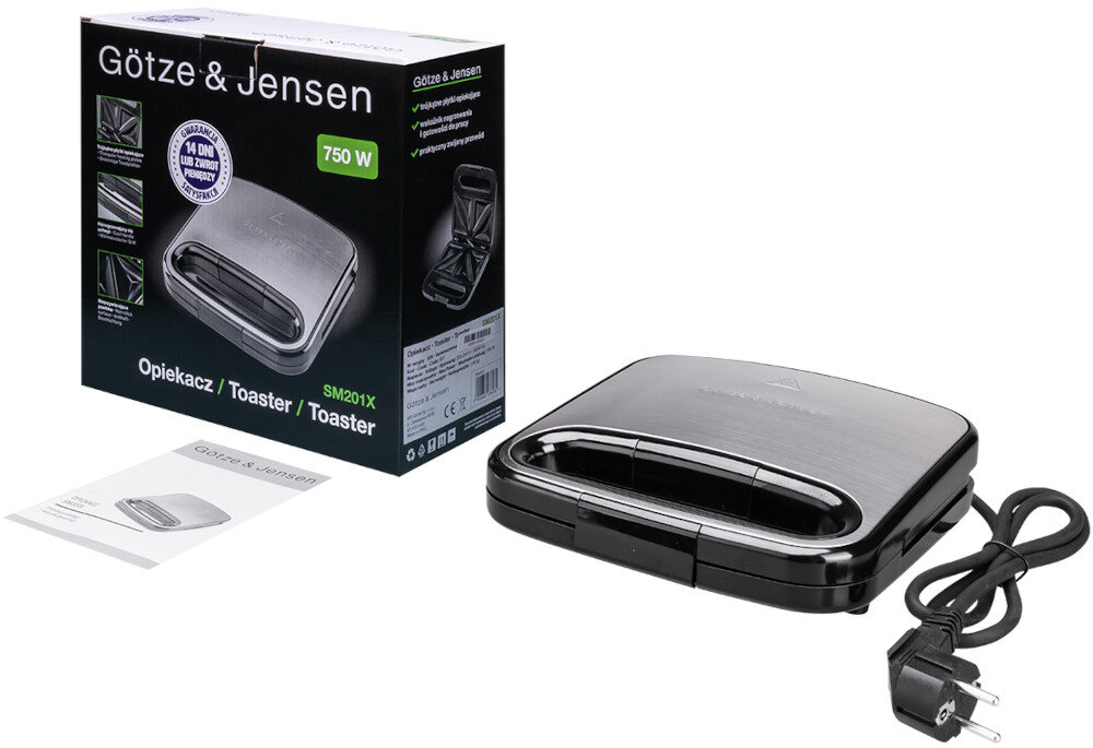 Opiekacz GÖTZE & JENSEN SM201X zestaw zawartosc opakowania