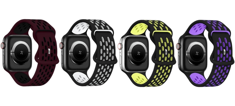 Pasek BELINE New Sport Silicone
                pasek zamontowany na zegarku na białym tle perforowana struktura elastyczny silikon łatwe dopasowanie do różnych rozmiarów