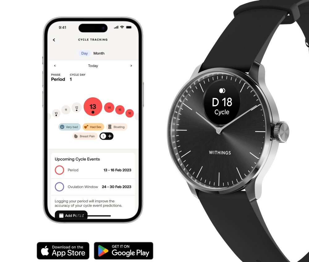 Smartwatch WITHINGS ScanWatch Light CYKL menstruacja okres monitorowanie