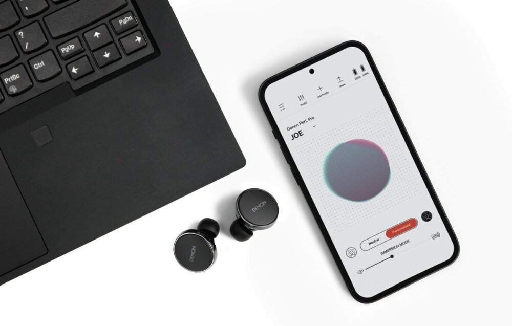 Słuchawki dokanałowe DENON Perl multipoint przelaczanie urzadzenia