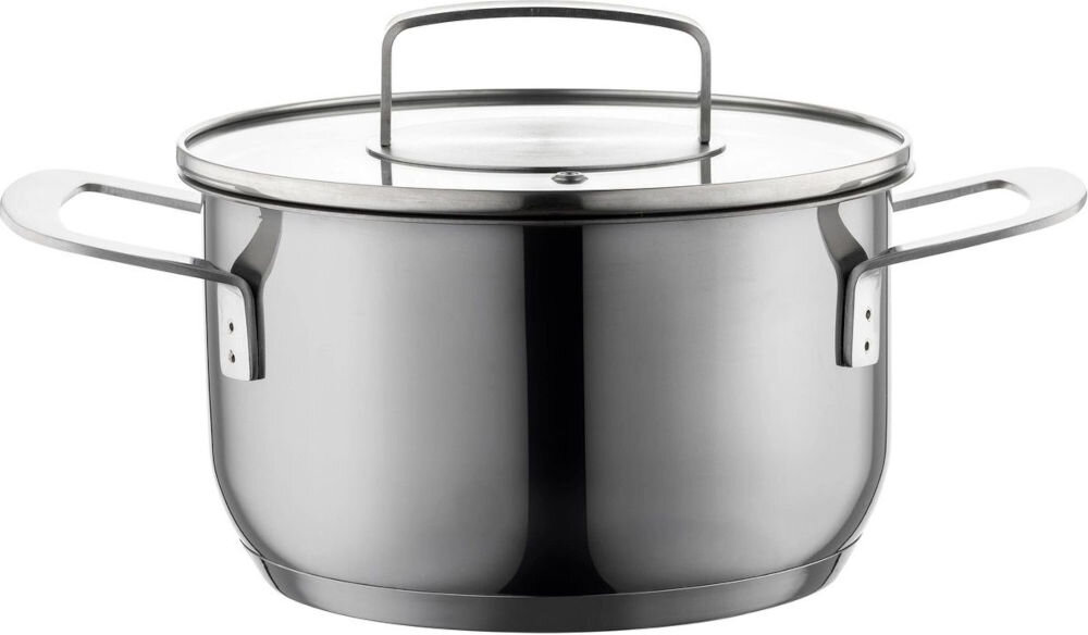 Garnek FLORINA Infinity 20 cm do każdej kuchni garnek białe tło pokrywka uchwyty srebrny