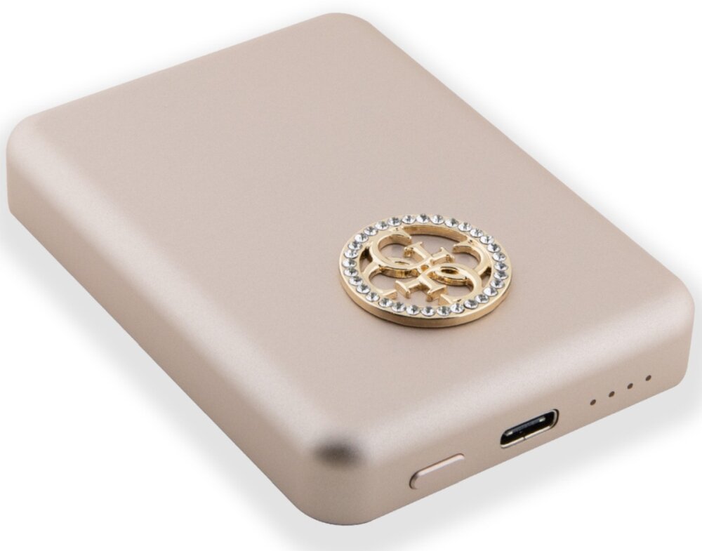 Powerbank indukcyjny GUESS 4G Strassed Metal Logo MagSafe 3000 mAh 5W Urządzenia moc ładowanie wymiary bateria pojemność bezpieczeństwo lekkość wygoda