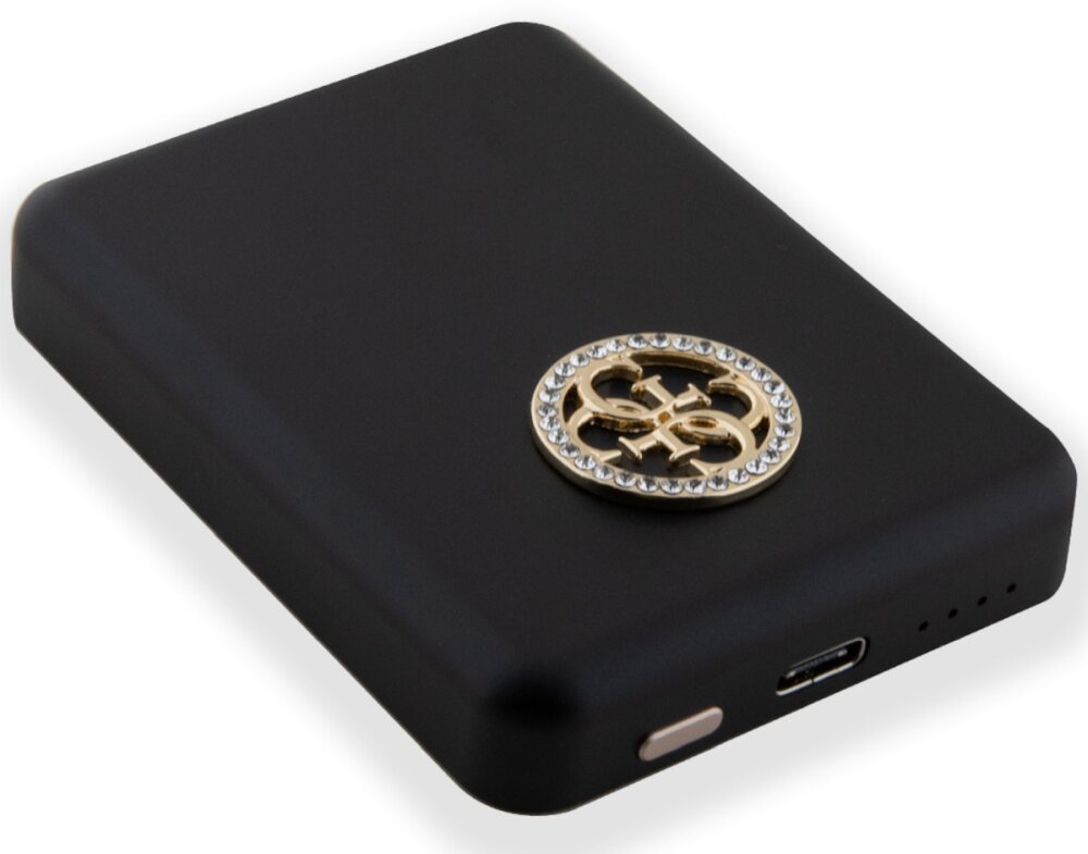Powerbank indukcyjny GUESS 4G Strassed Metal Logo MagSafe 3000 mAh 5W Urządzenia moc ładowanie wymiary bateria pojemność bezpieczeństwo lekkość wygoda