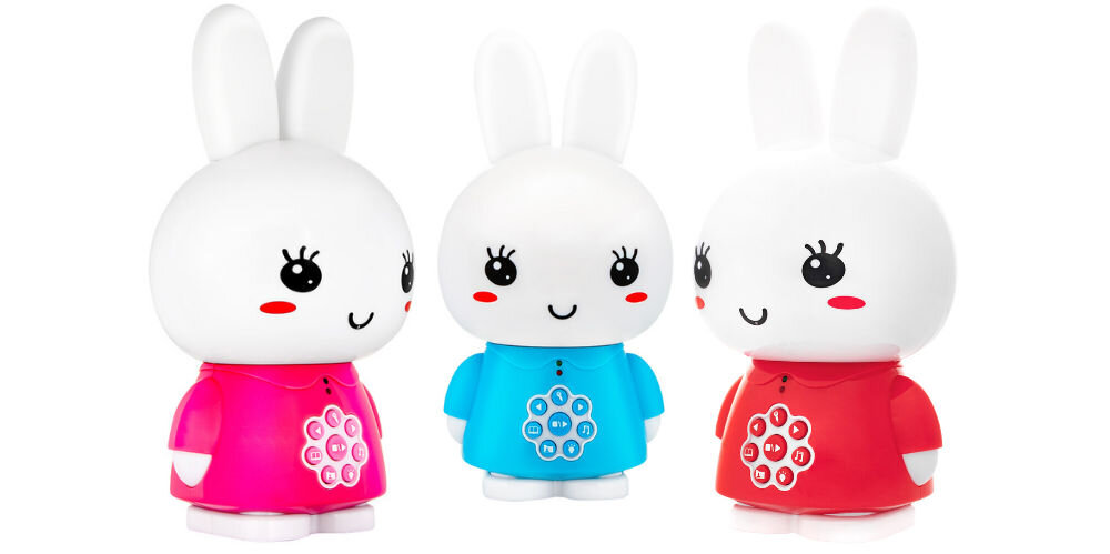 Zabawka edukacyjna ALILO Honey Bunny G6 Niebieski nauka poprzez zabawę, fabrycznie wgrane popularne polskie i angielskie utwory
dla dzieci funkcja aktualizacji danych za pomocą kabla zakończonego wtyczką USB-B kabel USB-A / USB-B w zestawie, trzy zabawki na białym tle - wersja różowa niebieska i czerwona