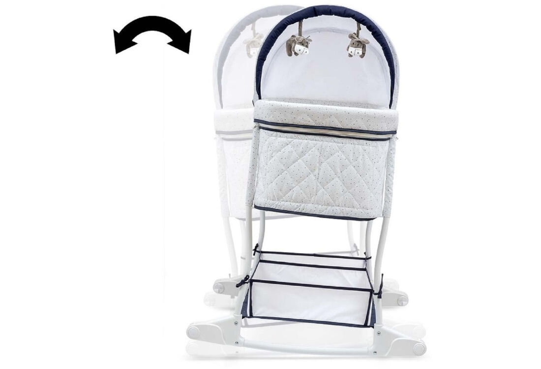 Kołyska MILLY MALLY Dream On 5430 Szary 2 w 1 łóżeczko możliwości dwie funkcje delikatne kołysanie