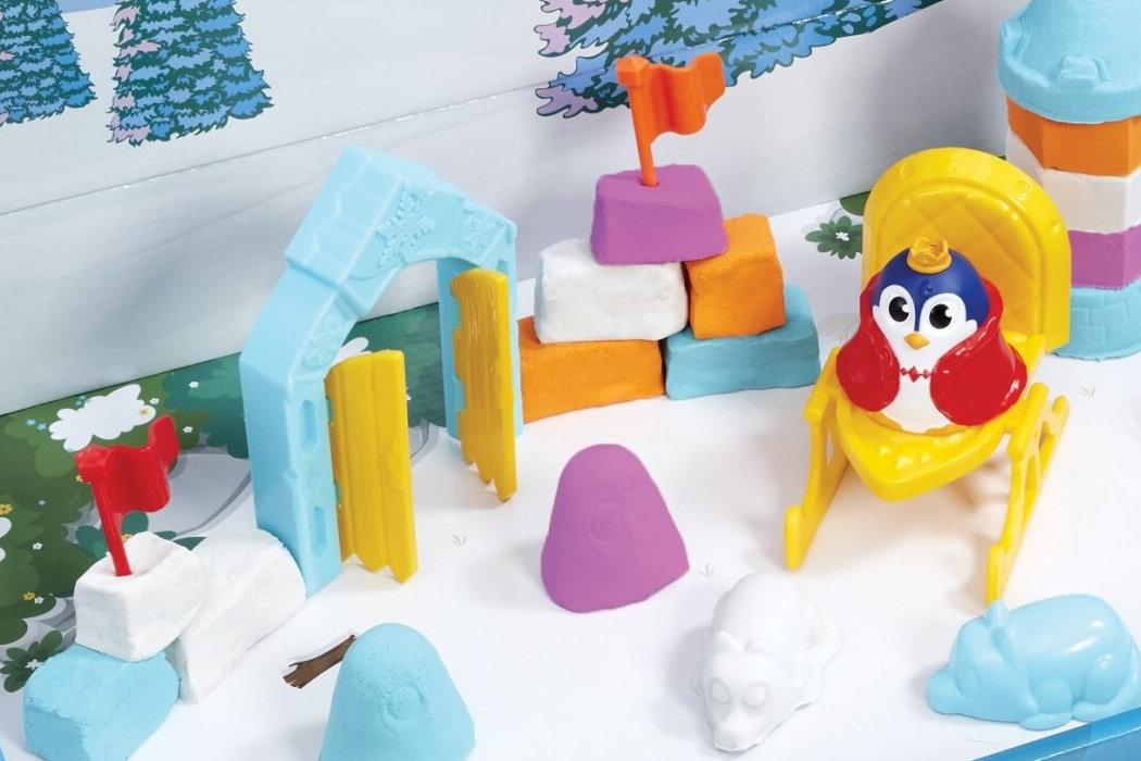 Piasek kinetyczny SUPER SAND Zimowe Miasteczko foremki zabawa kreatywność rozwój