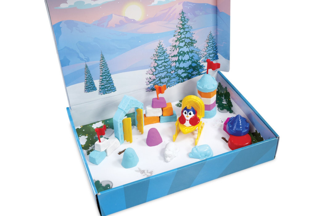 Piasek kinetyczny SUPER SAND Zimowe Miasteczko foremki zabawa kreatywność rozwój