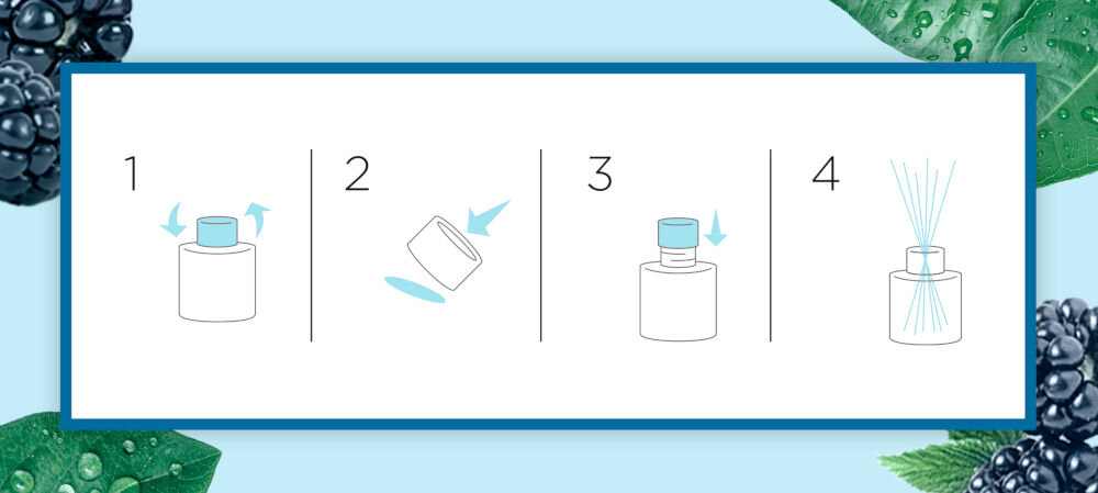 Patyczki zapachowe AIR WICK Essential Oils Poranna Rosa & Aromatyczne Jeżyny 40 ml instrukcja uzycia