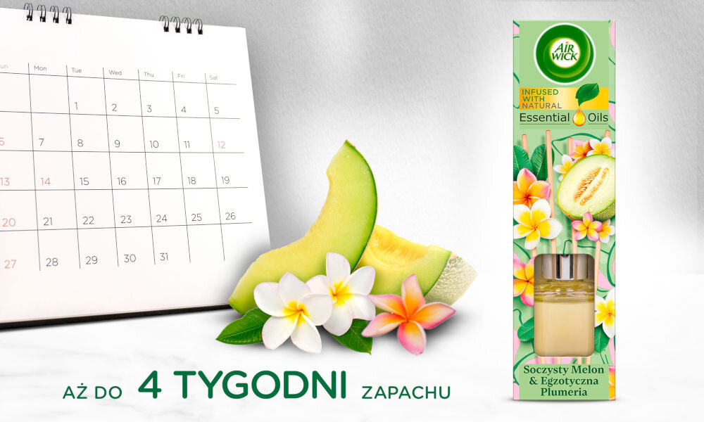 Patyczki zapachowe AIR WICK Essential Oils Karmelizowana Gruszka z Cynamonem 40 ml produkt, KV i kalendarz