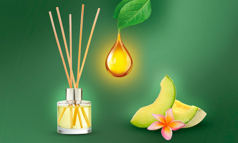 Patyczki zapachowe AIR WICK Essential Oils Karmelizowana Gruszka z Cynamonem 40 ml produkt, KV i kropla
