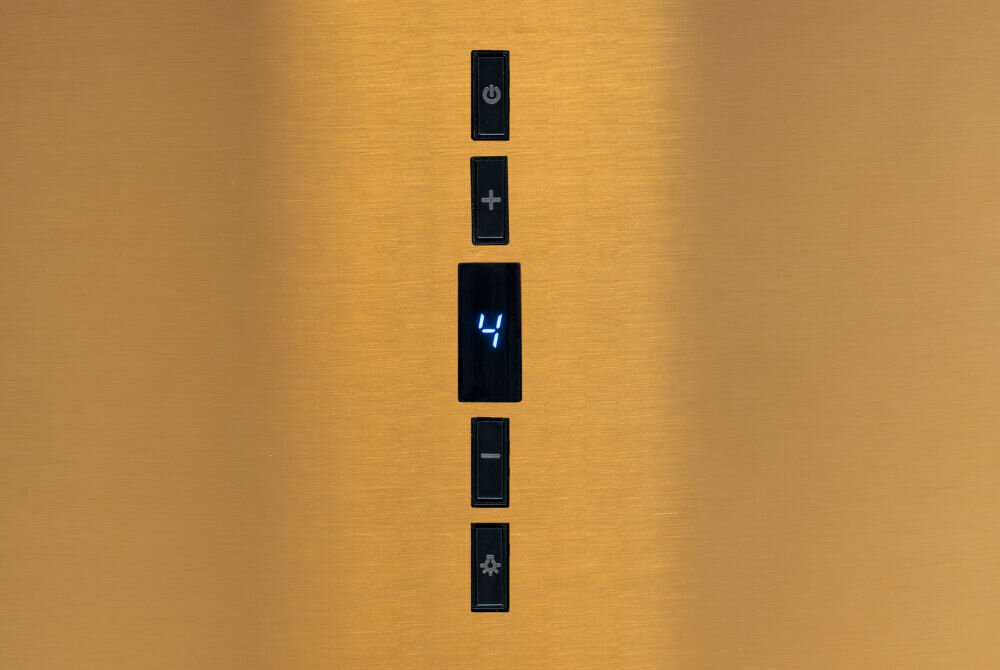 Okap GÖTZE & JENSEN IH700GS Złoty przepływ powietrza panel sterowania