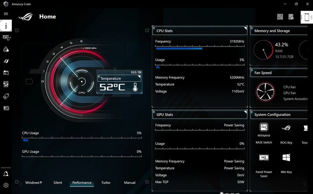 Laptop ASUS ROG Strix Scar G733 - Armoury Crate  