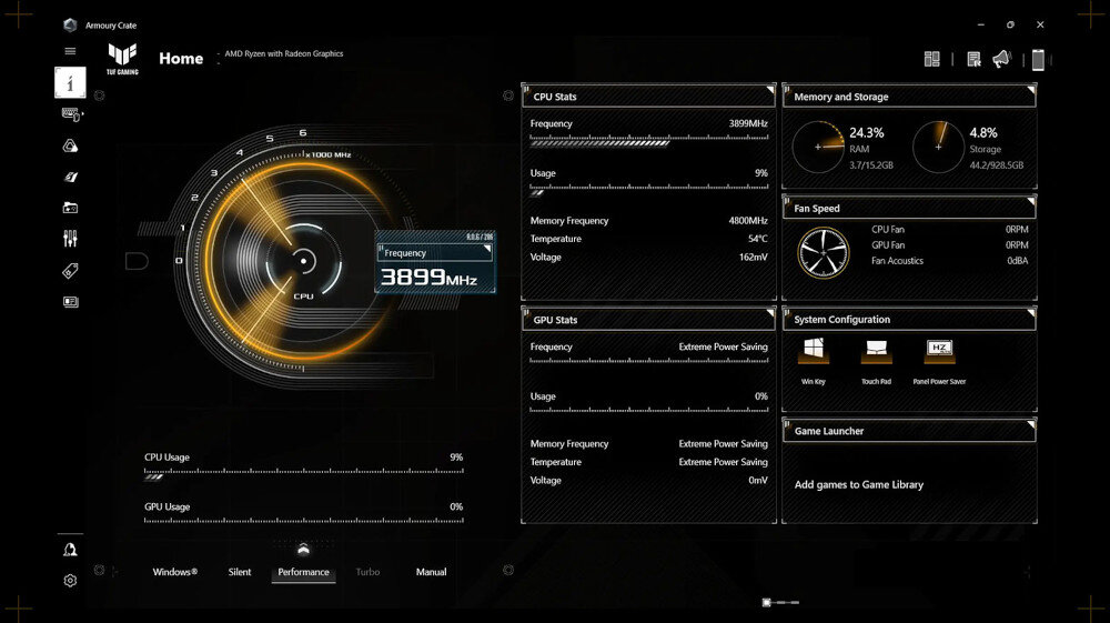 Laptop ASUS TUF Gaming A15 aplikacja funkcje personalizacja