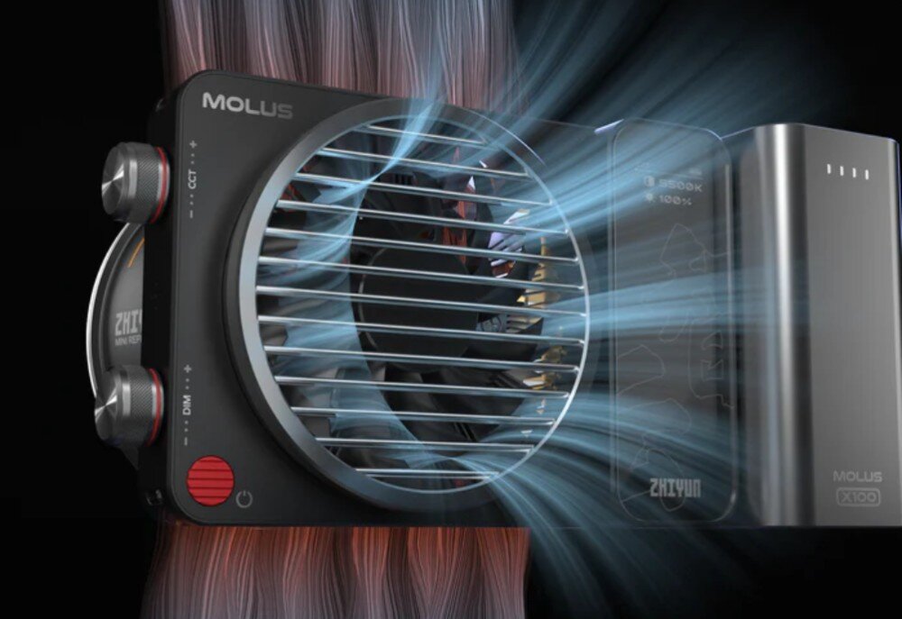 Lampa LED ZHIYUN Molus X100 COB Light Combo chłodzenie ciepło stabilność wentylatory
