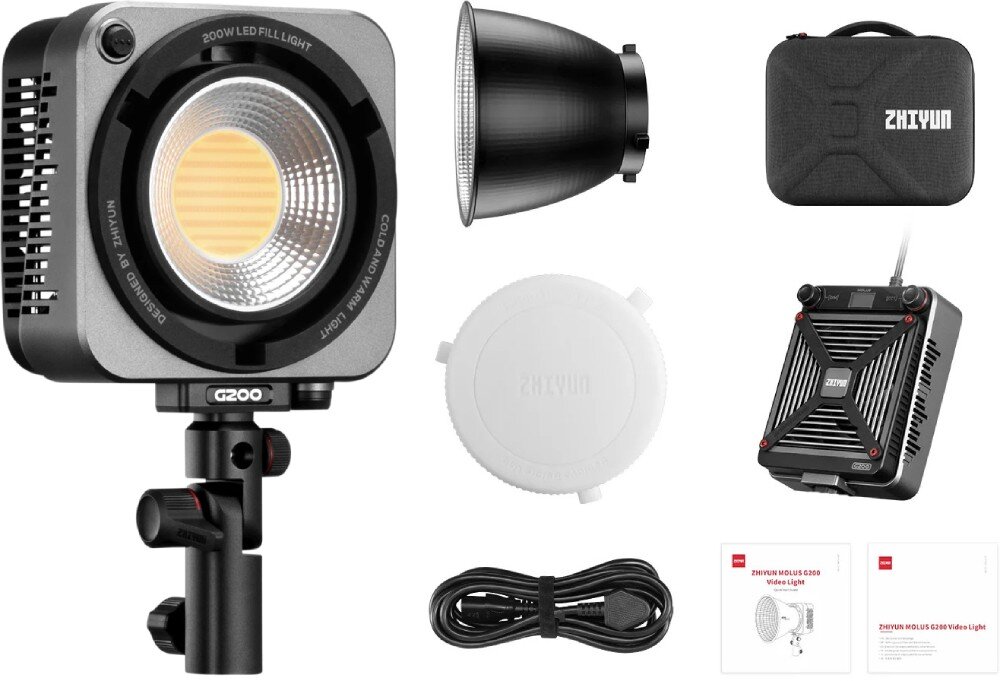 Lampa LED ZHIYUN Molus G200 COB Light zestaw opakowanie