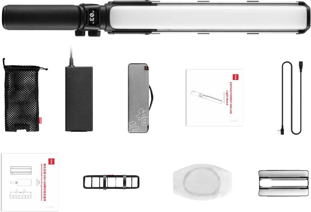 Lampa LED ZHIYUN Fiveray V60 Wand Light Combo opakowanie zestaw