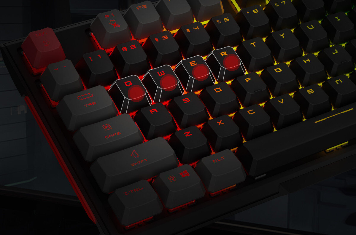 Klawiatura MSI Vigor GK41 Dusk funkcje N-Key 6-Key rollover rejestrowanie