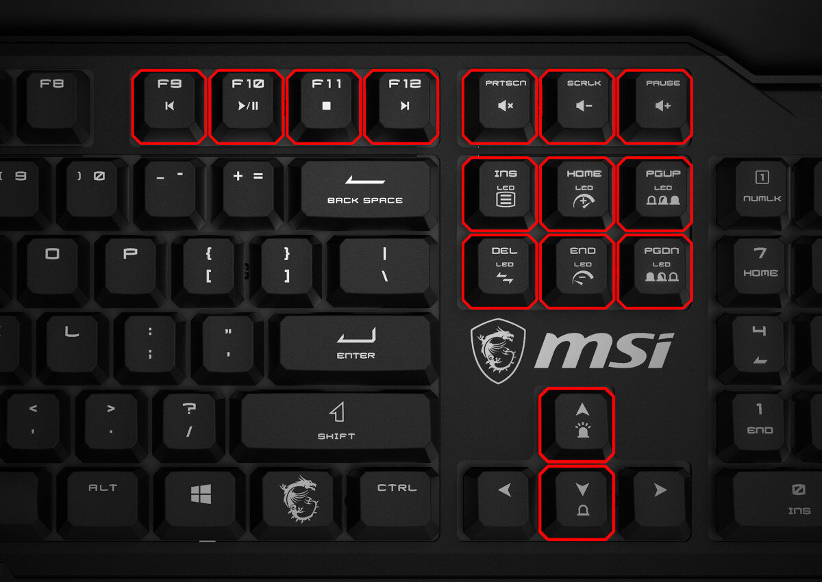 Klawiatura MSI Vigor GK41 skróty klawiszowe obsługa