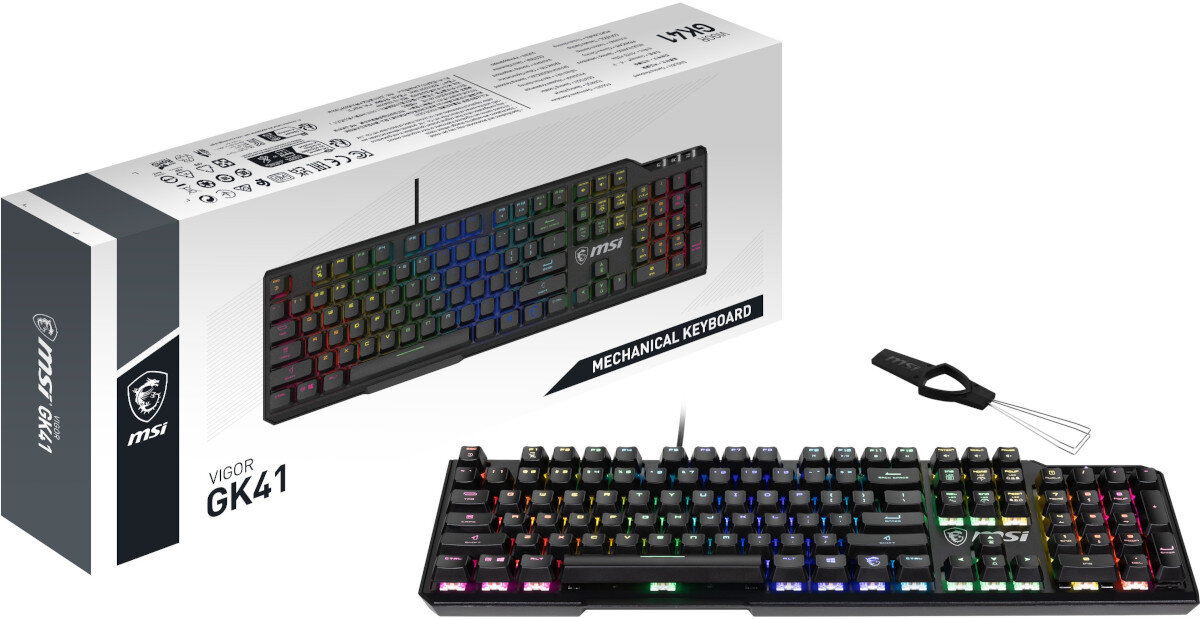 Klawiatura MSI Vigor GK41 opakowanie zestaw zawartość akcesoria