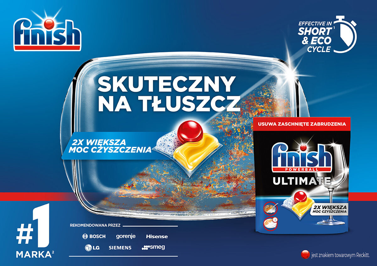 Kapsułki do zmywarki FINISH Powerball Ultimate All in 1 Lemon - 120 szt. skuteczny na tłuszcz 2 razy większa moc czyszenia