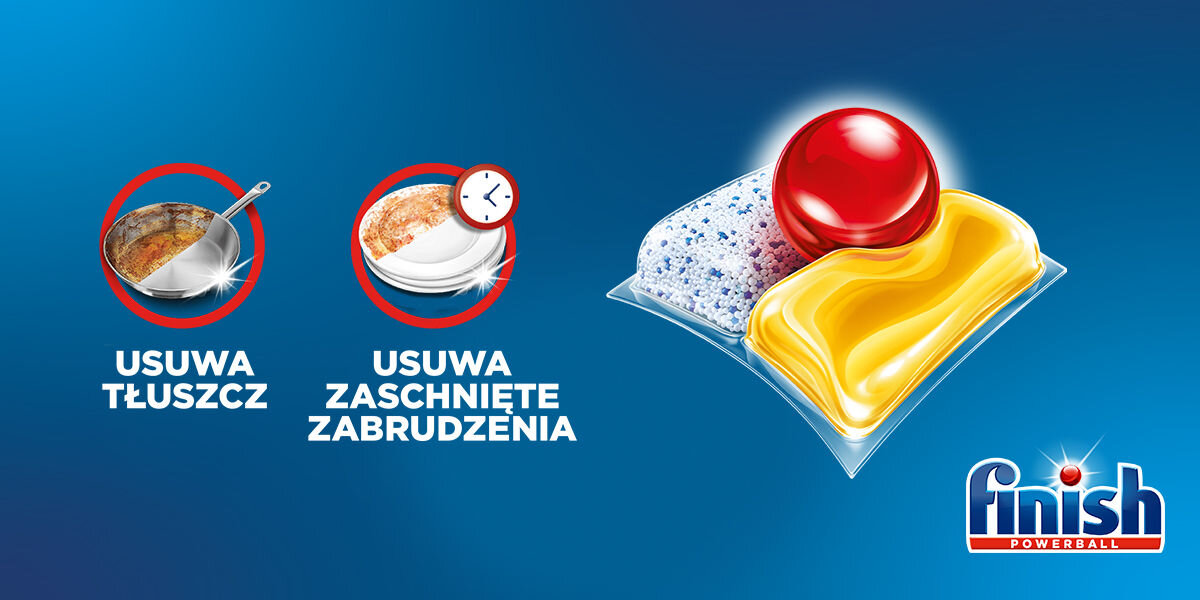 Kapsułki do zmywarki FINISH Powerball Ultimate All in 1 Lemon - 120 szt. usuwa tłuszcz usuwa zaschnięte zabrudzenia zaschnięte zabrudzenia