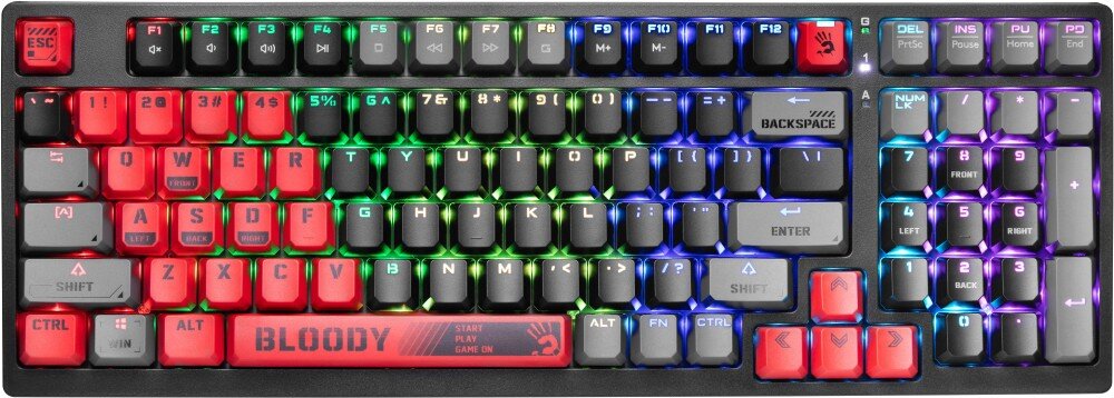 Klawiatura A4TECH Bloody S98 Sports Red RGB podłączenie trwałość prowadzenie kabla