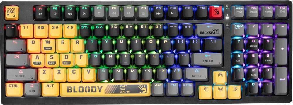 Klawiatura A4TECH Bloody S98 Sports Lime RGB podłączenie trwałość prowadzenie kabla