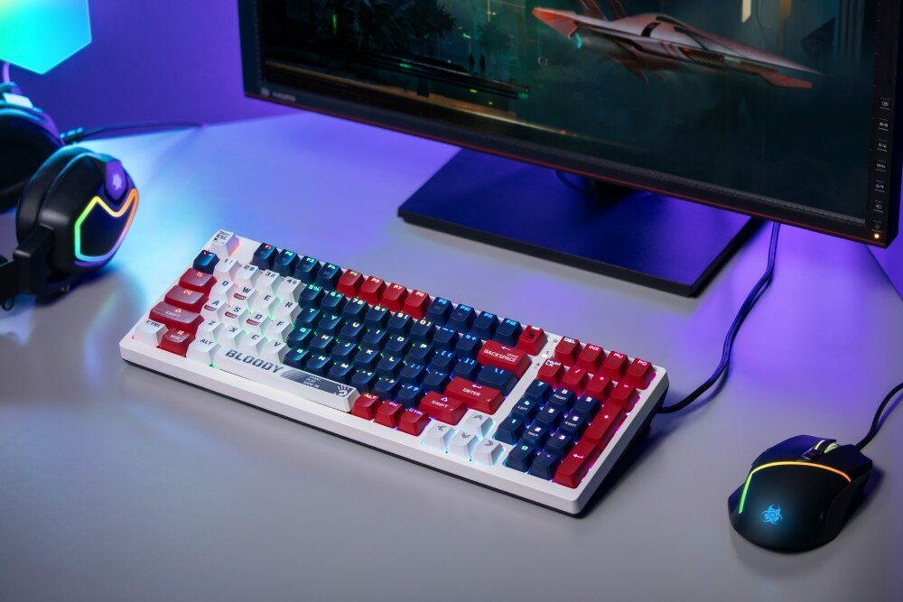 Klawiatura A4TECH Bloody S98 Sports Navy RGB wygląd opis