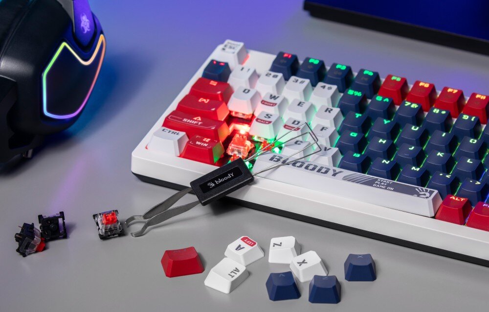 Klawiatura A4TECH Bloody S98 Sports Navy RGB przełączniki działanie czas reakcji