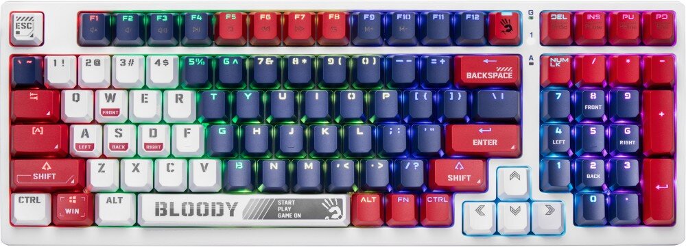 Klawiatura A4TECH Bloody S98 Sports Navy RGB podłączenie trwałość prowadzenie kabla