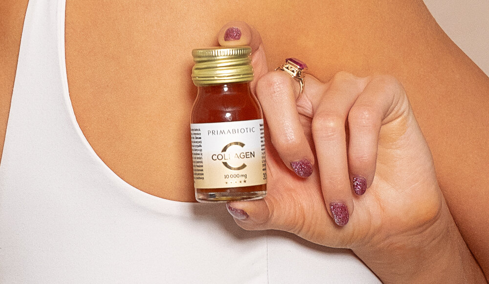 Kolagen PRIMABIOTIC Jabłkowo-brzoskwiniowy 30 x 30ml suplement diety poprawa kondycji skory wlosow paznokci wsparcie miescni i stawow w regeneracji przyspieszy regeneracja ciala po treningu