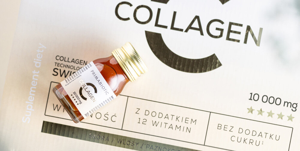Kolagen PRIMABIOTIC Jabłkowo-brzoskwiniowy 30 x 30ml kolagen jedno z najwazniejszych bialek w organizmie utrzymanie prawidlowego nawilzenia skory buduje sciegna kosci stawy rogowke oka sklad glicyna proliny lizyna