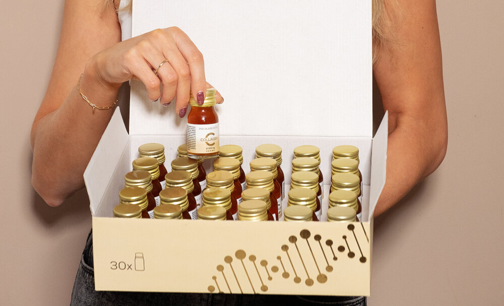 Kolagen PRIMABIOTIC Jabłkowo-brzoskwiniowy 30 x 30ml zestaw 30 buteleczek o pojemnosci 30 ml kazda