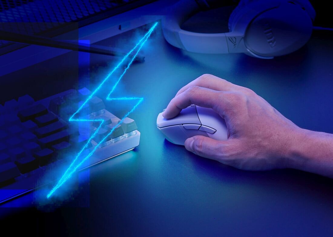 Mysz ASUS ROG Gladius III AimPoint - Energooszczędna praca Bluetooth RF 2,4 GHz
