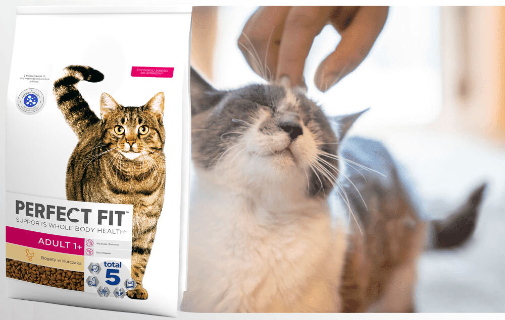 Karma dla kota PERFECT FIT Adult 1+ Kurczak 7 kg witaminy pierwiastki aminokwasy