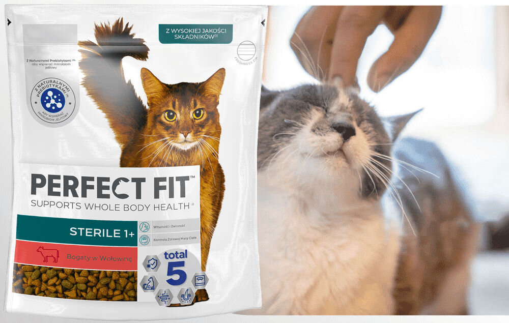 Karma dla kota PERFECT FIT Sterile Wołowina 750 g witaminy pierwiastki aminokwasy