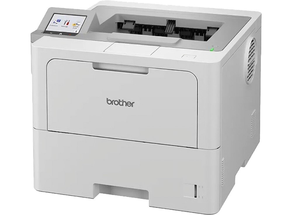 Drukarka BROTHER HL-L6410DN drukarka stojąca pod kątem na białym tle zabezpieczenia ochrona danych