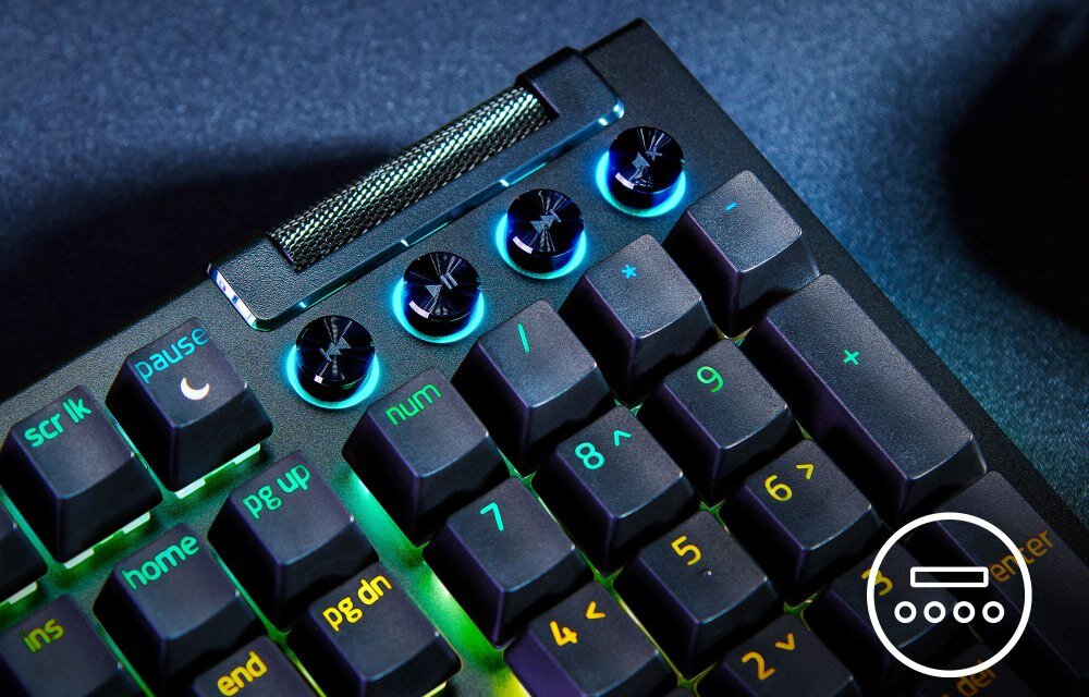 Klawiatura RAZER BlackWidow V4 klawiatura podświetlenie przyciski makra responsywność klawisze mulltimedia przełączniki podkładka nadgarstki wygoda połączenie łączność kabel